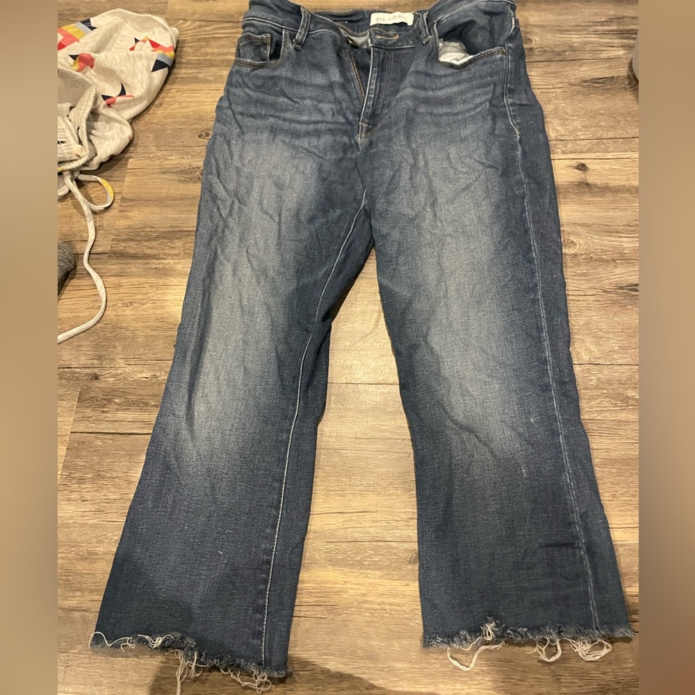 DL1961 Dark Wash/distressed Lara Cropped Flare Jeans Size 29